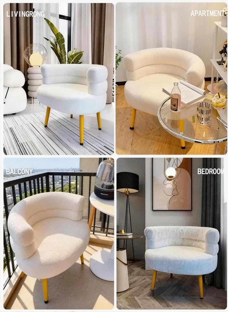 TELANPU Modern Boucle Accent Chair, Fabric Dressing Chair Suitable for Bedroom Living Room Study Room with Scandi-Style Legs（Golden Legs） - Image 2