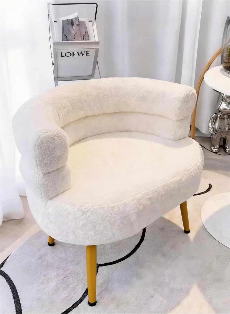 TELANPU Modern Boucle Accent Chair, Fabric Dressing Chair Suitable for Bedroom Living Room Study Room with Scandi-Style Legs（Golden Legs） - Image 1