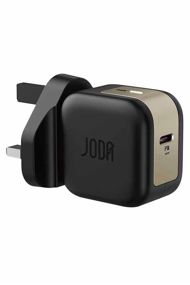 جودا شاحن جداري JODA DICE بقوة 30 واط منفذ تايب سي - اسود في ذهبي - Image 1