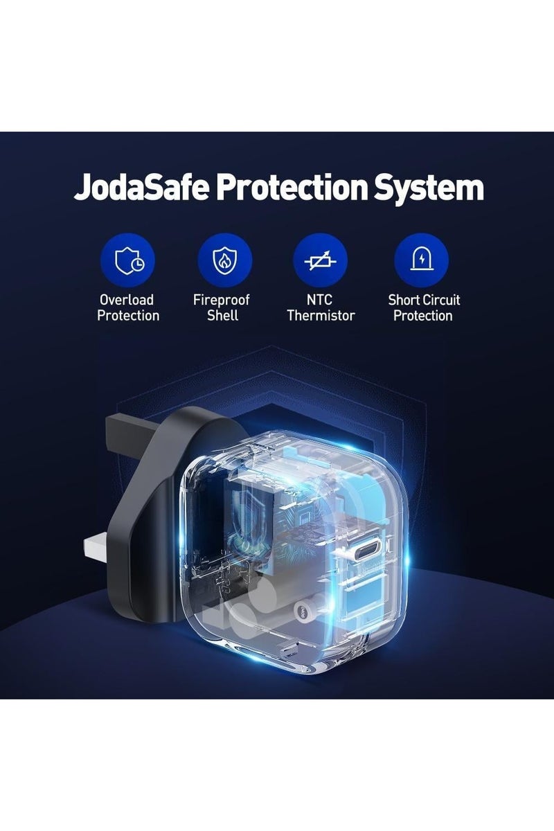 جودا شاحن جداري JODA DICE بقوة 30 واط منفذ تايب سي - اسود في ذهبي - Image 4