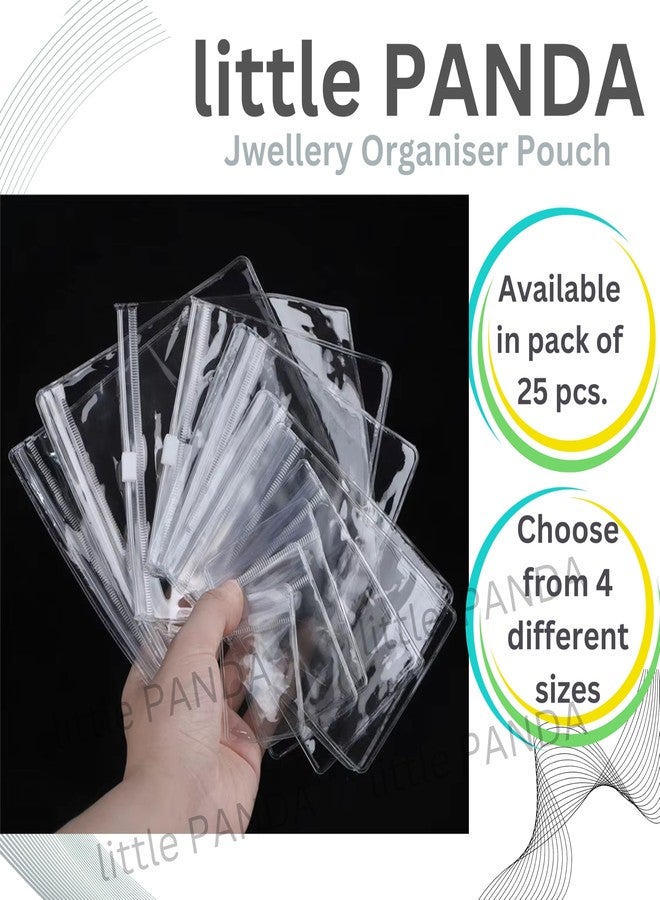 little PANDA PVC Pack of 24 Jewellery Storage Organizer Zip Lock Pouch for Cosmetic,Makeup,Travel Accessories,Stationary,Jewellery,Personal Care Product Organiser Transparent Clear Pouches (3x3 Inch) - Image 3