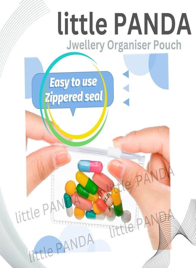little PANDA PVC Pack of 24 Jewellery Storage Organizer Zip Lock Pouch for Cosmetic,Makeup,Travel Accessories,Stationary,Jewellery,Personal Care Product Organiser Transparent Clear Pouches (3x3 Inch) - Image 5