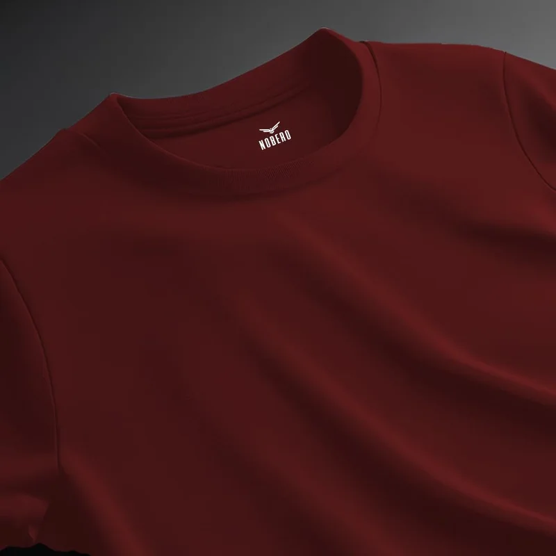 نوبيرو Wine Red Regular Fit T-Shirt for Men