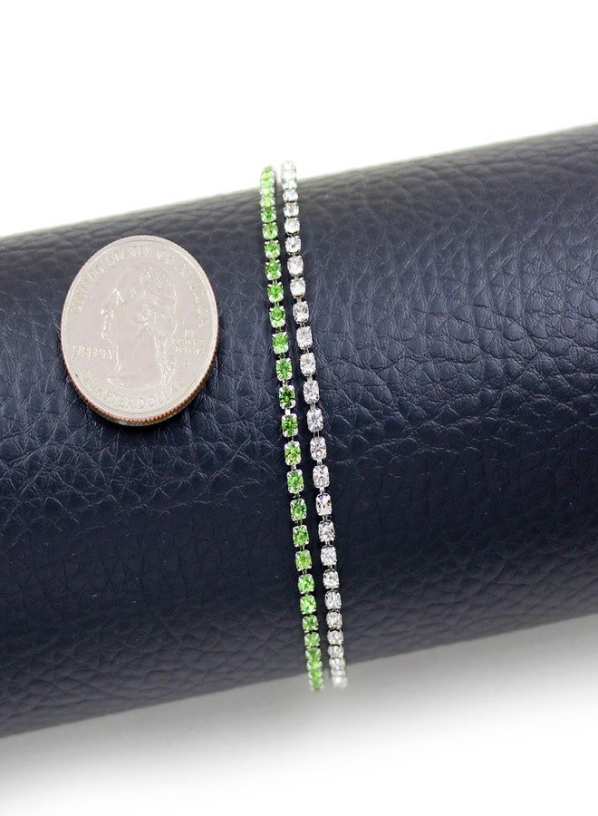 Tobestu Green & White Cubic Zirconia 2 Row CZ Tennis Bracelet Adjustable Slider Chain Crystal Eternity Ankle Bracelet for Women Y4239 (Green) - Image 4