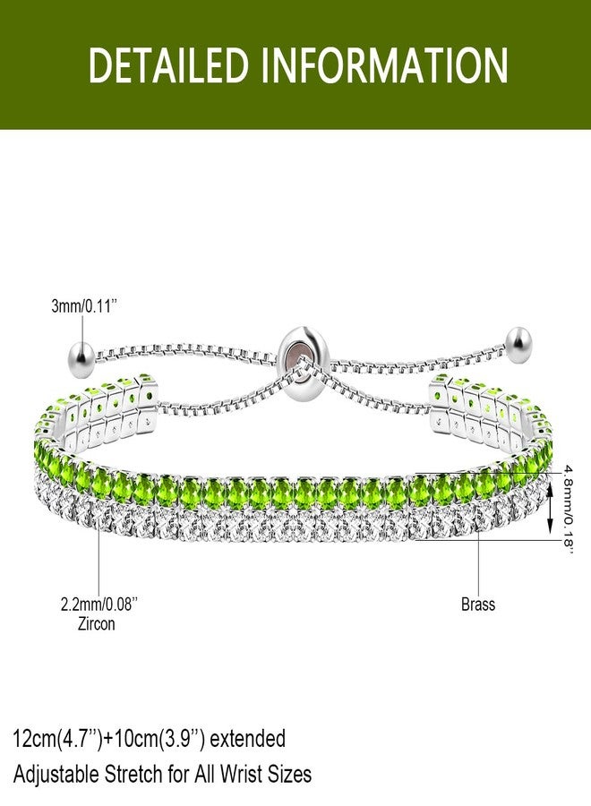 Tobestu Green & White Cubic Zirconia 2 Row CZ Tennis Bracelet Adjustable Slider Chain Crystal Eternity Ankle Bracelet for Women Y4239 (Green) - Image 3