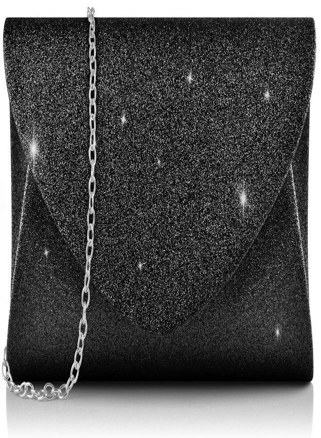 PACETAP Women's Evening Bag Clutch Purse, Glitter Party Wedding Handbag with Chain for Women Formal Wedding Party Cocktail Prom Dinner(Black) - Image 1