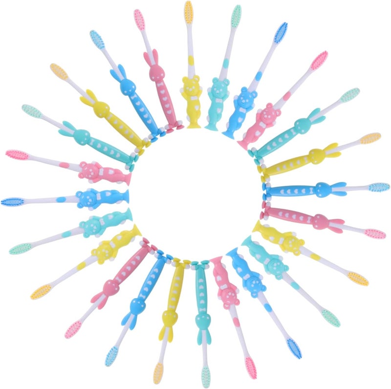 32-Piece Kids Toothbrush Set Boys Toothbrush Soft Bristles Cartoon Animal Design for Boys Girls - Image 1