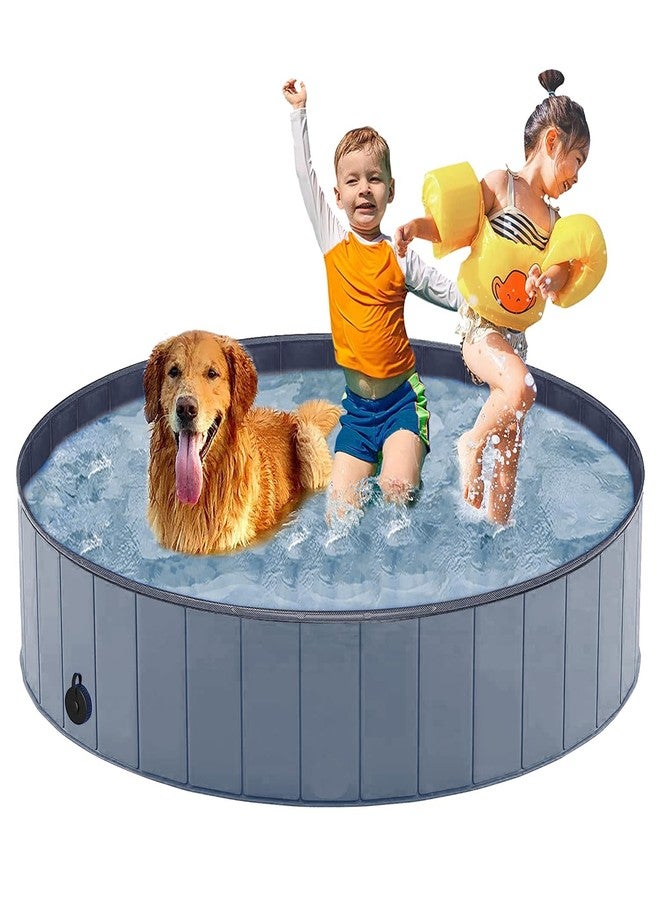 Taeku Foldable Dog Pool - Durable Collapsible Pet Bathing Tub for Pets Dogs and Cats Portable Pet Wading Pool for Indoor Outdoor (Gray 48 x 12in) - Image 1