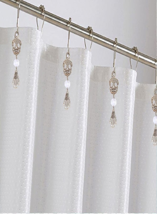 Skull Shower Curtain Rings Hooks for Gothic Bathroom Decor - Rustproof Stainless Steel Shower Curtain Hangers Set of 12 Silver Claw Skull Bathroom Decorative Pendants Set Accessories - Image 4