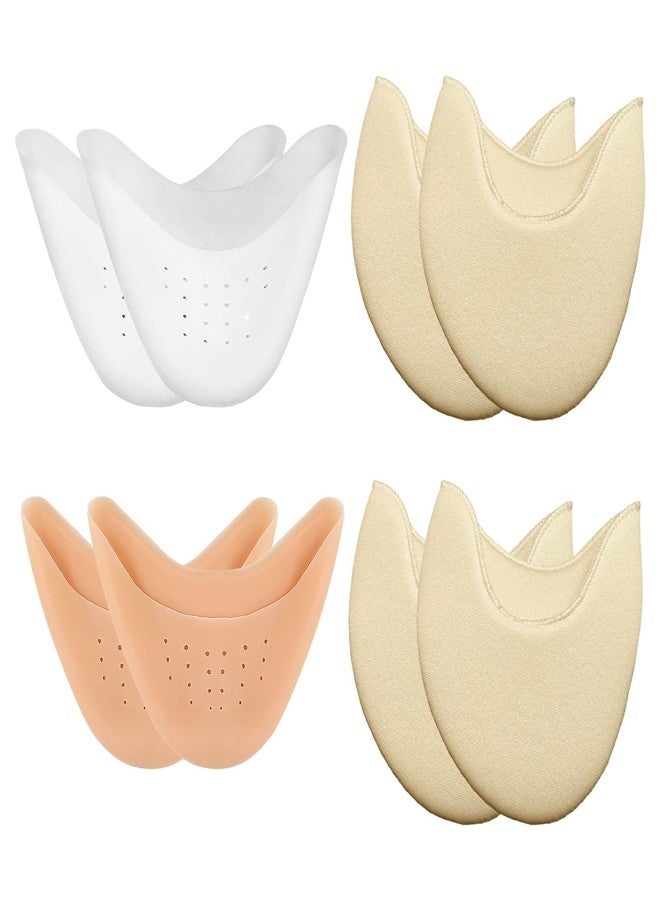 Bmpzery Toe Pads for Pointe Shoes Set (4 Pairs), Breathable Silicone Toe Pads with Holes & Soft Fabric Ballet Toe Pads, Gel Pointe Shoe Toe Pad Cushion Protectors for Dancers & High Heels Relief - Image 1