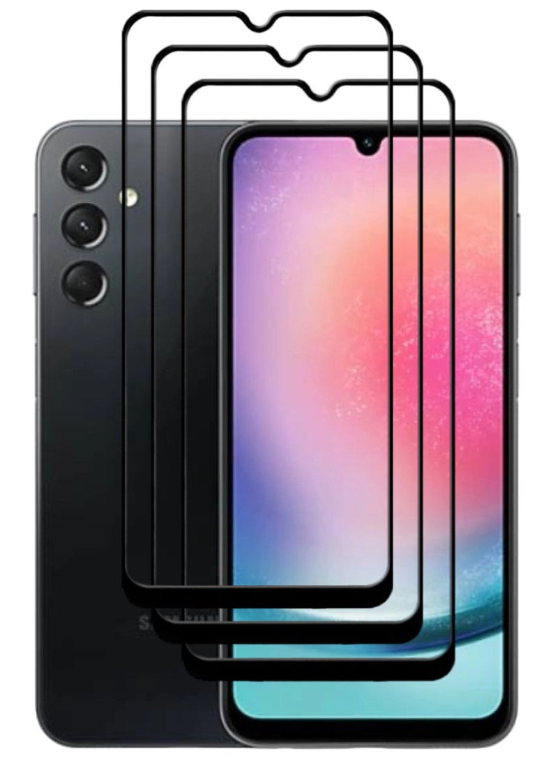 ACLIX 3 Pieces Antistatic ESD Dustproof Premium Quality High Definition Tempered Glass Screen Protector Designed For Samsung Galaxy A24 4G - Image 1