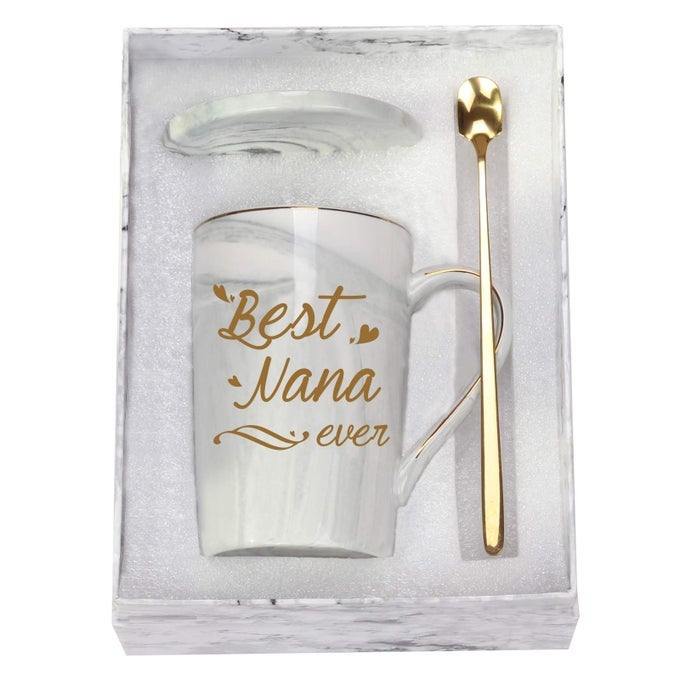 BEST NANA EVER MUG BEST NANA COFFEE MUG NANA MUG GIFTS BIRTHDAY MOTHERS DAY GIFTS FOR MOM GRANDMA FROM GRANDKIDS GRANDDAUGHTER GRANDSON GRANDCHILDREN GIFTS 14 OUNCE GRAY WITH GIFT BOX
