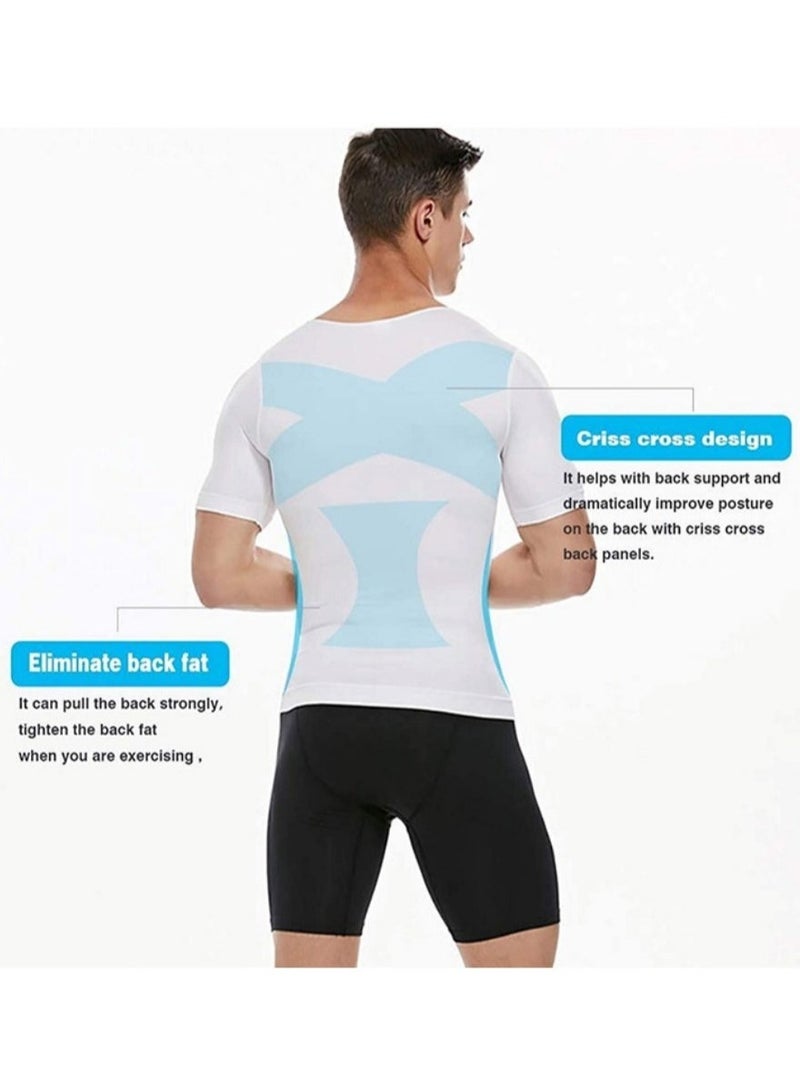 Men’s Sauna Slimming Shirt – Short Sleeve Compression Vest, Waist Trainer, Sweat Enhancing Top for Weight Loss & Body Shaping  - Image 4
