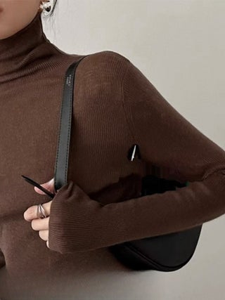 Retro Brown Turtleneck Knit Top Women Autumn Winter 2024 Slim Fit Pullover Dark brown - pzsku/Z1986EA84BE07783F68E8Z/45/1746204192/ea02a361-96ce-445a-bedb-39732308a12c