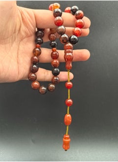 Fianser Tasbih 100% Natural Agate Aqeeq Aqiq Prayer Beads 10mm Handmade 33 Tasbeeh Zikr Muslim Islamic Arabic Ramadan Gift Exquisite  - Image 4