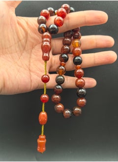 Fianser Tasbih 100% Natural Agate Aqeeq Aqiq Prayer Beads 10mm Handmade 33 Tasbeeh Zikr Muslim Islamic Arabic Ramadan Gift Exquisite  - Image 1