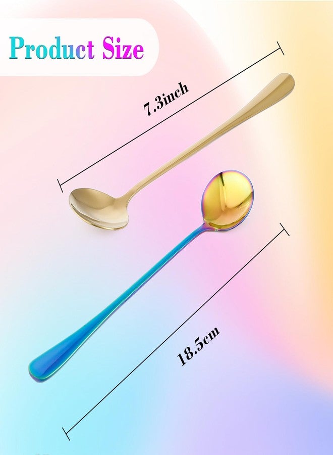 Vabrloy 8 Pieces Iced Tea Spoons, 7.3 Inch Long Handle Ice Cream Spoon, Stainless Steel Cocktail Stirring Spoons, Mixing Spoon for Cocktail Stirring Coffee Milkshake Ice Cream - Image 2