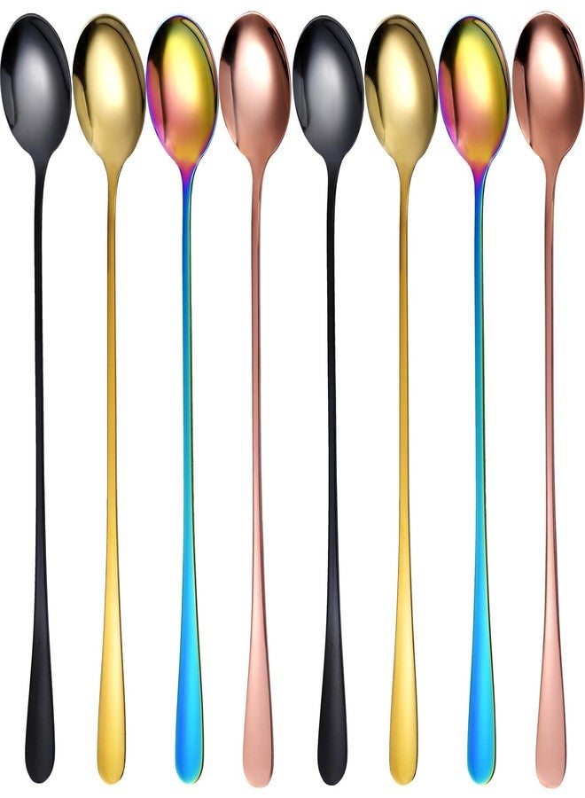 Vabrloy 8 Pieces Iced Tea Spoons, 7.3 Inch Long Handle Ice Cream Spoon, Stainless Steel Cocktail Stirring Spoons, Mixing Spoon for Cocktail Stirring Coffee Milkshake Ice Cream - Image 1