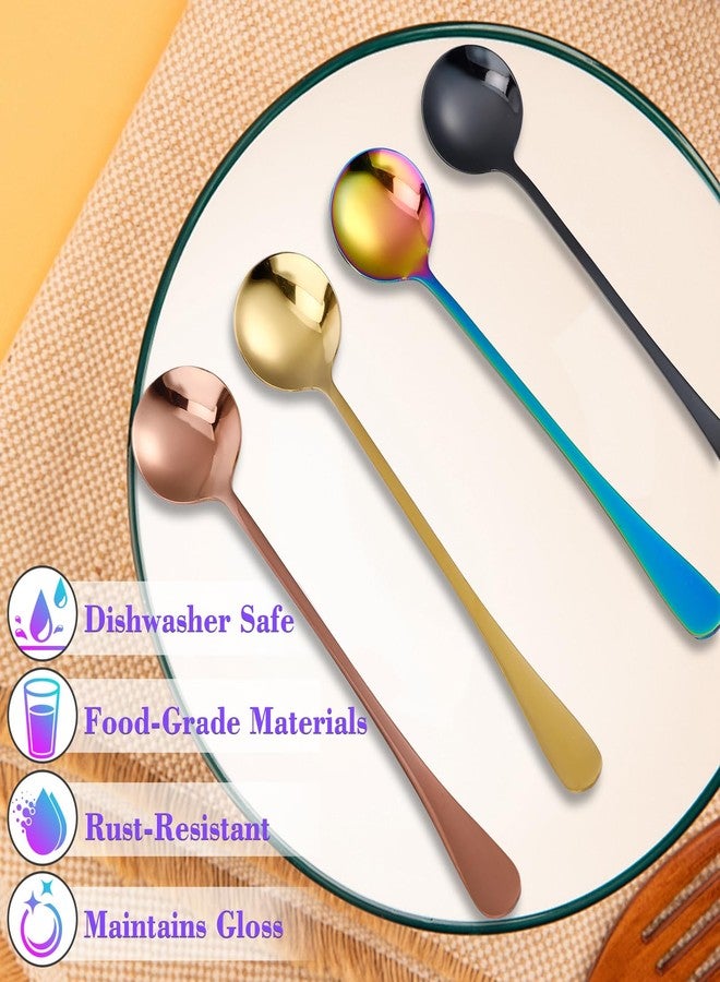 Vabrloy 8 Pieces Iced Tea Spoons, 7.3 Inch Long Handle Ice Cream Spoon, Stainless Steel Cocktail Stirring Spoons, Mixing Spoon for Cocktail Stirring Coffee Milkshake Ice Cream - Image 4