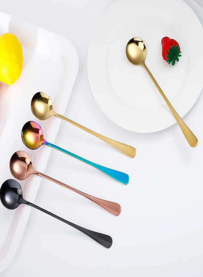 Vabrloy 8 Pieces Iced Tea Spoons, 7.3 Inch Long Handle Ice Cream Spoon, Stainless Steel Cocktail Stirring Spoons, Mixing Spoon for Cocktail Stirring Coffee Milkshake Ice Cream - Image 5