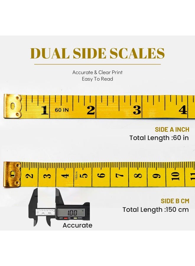 MYGBBKITDEC Tape Measure Body Measuring Tape 3 Pack Soft Fabric Measuring Tape for Sewing Cloth Measurement,Double Scale Tailor Ruler for Weight Loss (Yellow) - Image 3
