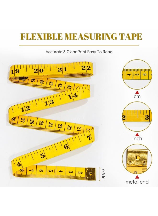 MYGBBKITDEC Tape Measure Body Measuring Tape 3 Pack Soft Fabric Measuring Tape for Sewing Cloth Measurement,Double Scale Tailor Ruler for Weight Loss (Yellow) - Image 2