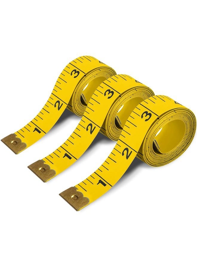 MYGBBKITDEC Tape Measure Body Measuring Tape 3 Pack Soft Fabric Measuring Tape for Sewing Cloth Measurement,Double Scale Tailor Ruler for Weight Loss (Yellow) - Image 1