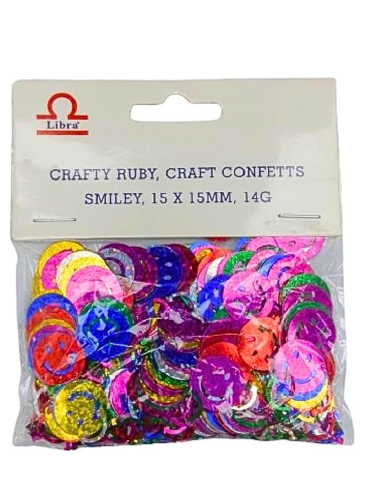 Libra CRAFTY RUBY CRAFT CONFETTS SMILEY 15X15MM 14GRAM - Image 1