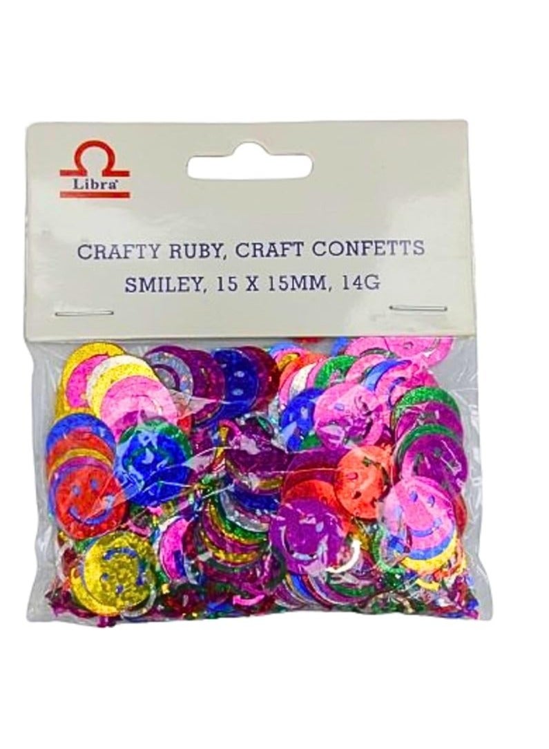 Libra CRAFTY RUBY CRAFT CONFETTS SMILEY 15X15MM 14GRAM - Image 2