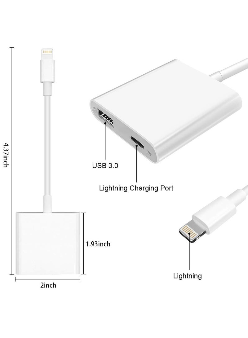 erorex Lightning to USB Camera Adapter with Charging Port Lightning Female USB OTG Cable Adapter for Select iPhoneiPad Models Support Connect Camera Card Reader USB Flash Drive MIDI Keyboard White - Image 4