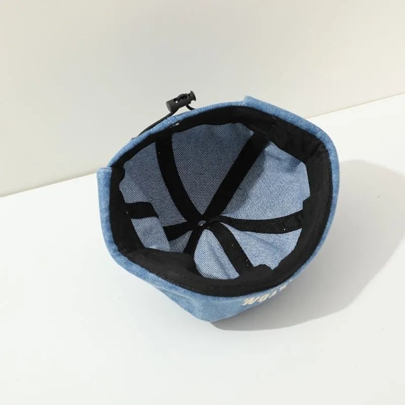Childrens Melon Hat Blue Soft Comfortable Fabric with Velvet Lining - Breathable Adjustable Elastic Design - Lightweight 72 Grams Cowboy Hat for Spring Autumn Winter Daily Wear - Image 2