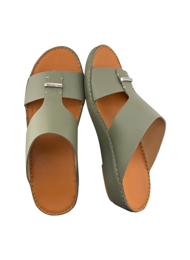 AET A E T Handmade Arabic Sandals For Men | Outdoor Mens Slippers | Everyday Flip Flops Open Toe | Arabic Full Genuine Softy Leather With Buckle | New Design | Tan Footbed | Comfortable & LightWeight - Image 2