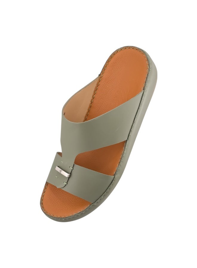 AET A E T Handmade Arabic Sandals For Men | Outdoor Mens Slippers | Everyday Flip Flops Open Toe | Arabic Full Genuine Softy Leather With Buckle | New Design | Tan Footbed | Comfortable & LightWeight - Image 3