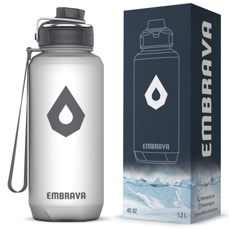 Embrava 40oz Water Bottle - Large with Travel Carry Ring - Wide Leak Proof Drink Spout - Heavy-Duty, BPA Free Tritan Plastic - Best for Sports, Hiking, Gym, Men & Women - Image 1