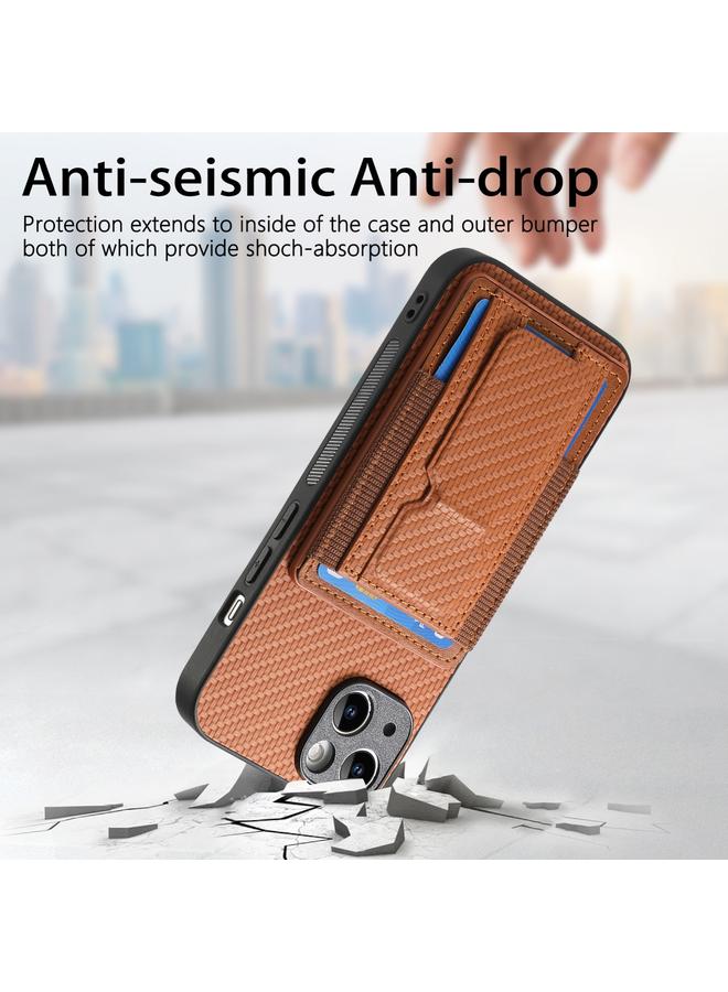 S-TOP Case For iPhone 13 Pro Carbon Fiber Fold Stand Elastic Card Bag Phone Case - Image 3
