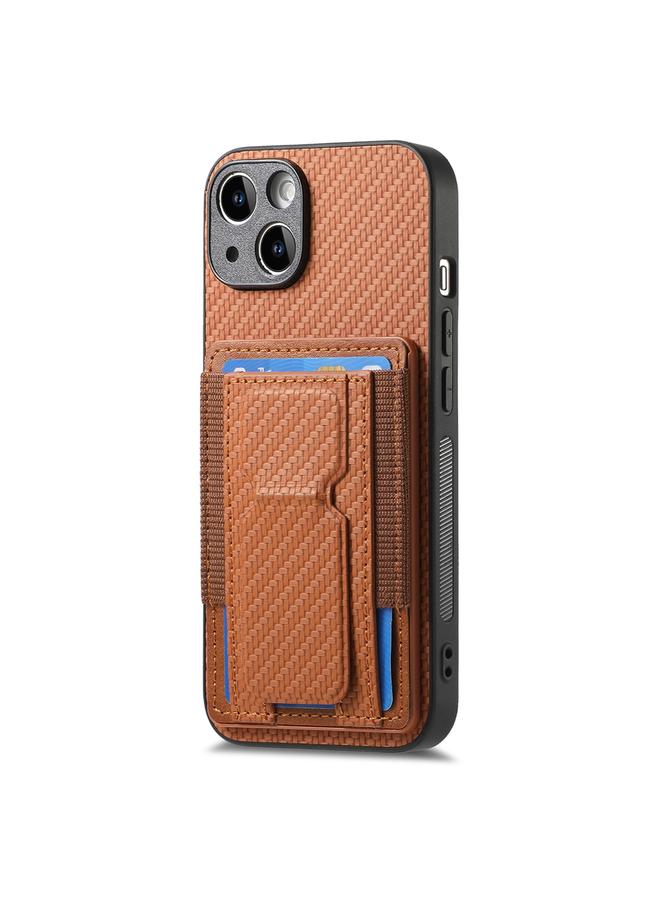 S-TOP Case For iPhone 13 Pro Carbon Fiber Fold Stand Elastic Card Bag Phone Case - Image 2