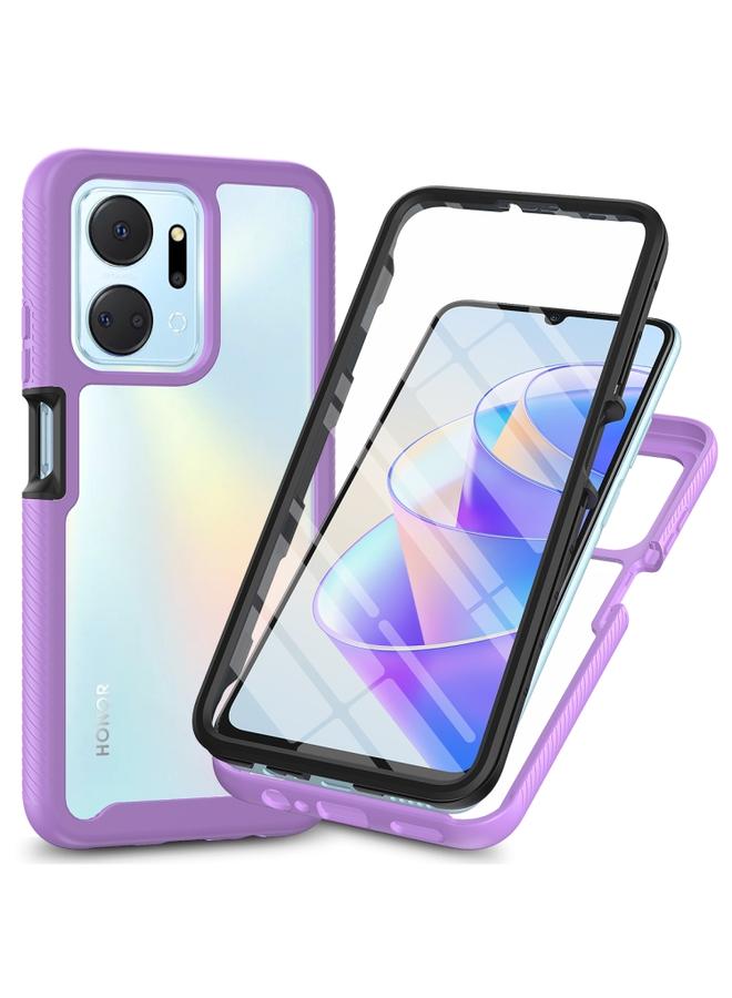 Green Tiger Honor X7a Starry Sky Full Body Hybrid Shockproof Phone Case with PET Film Purple - Image 1