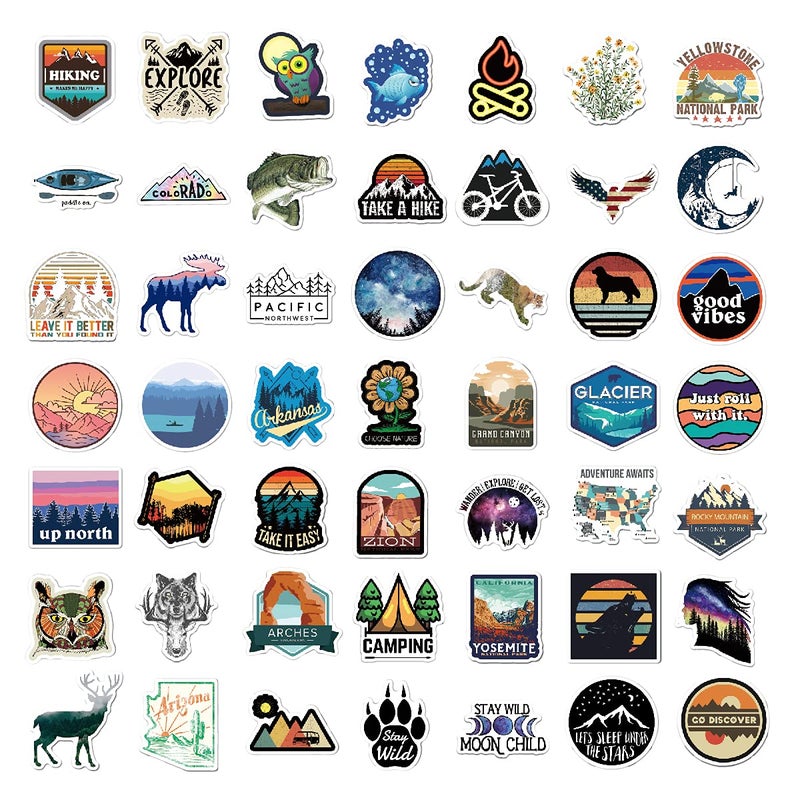 Debinolo 200PCS Camping Stickers - Water Bottles, Outdoor Adventure, Vinyl Waterproof Stickers Packs for Laptop, Travel & Hiking, Bike, Bumper, Suitcase, Luggage, Car, Wilderness, Nature - Image 5