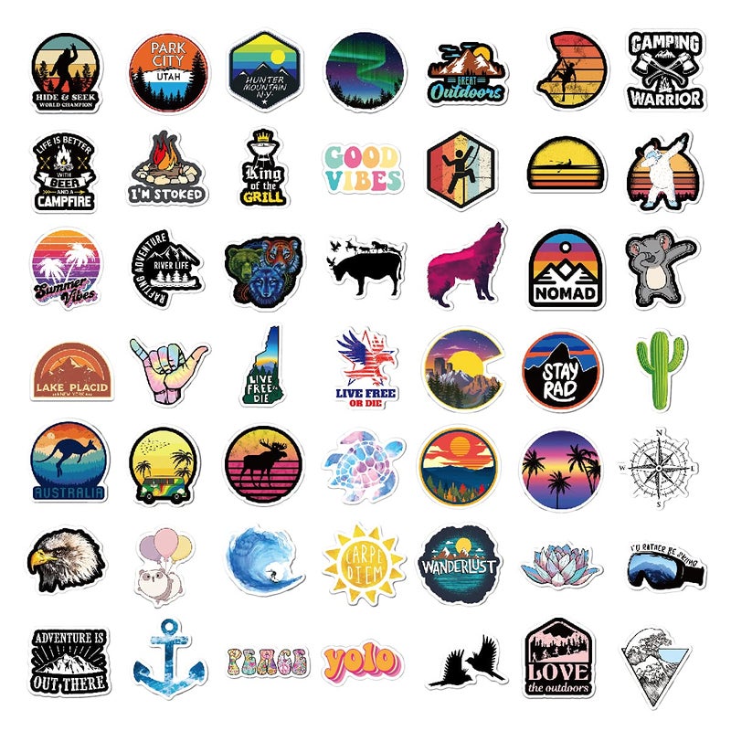 Debinolo 200PCS Camping Stickers - Water Bottles, Outdoor Adventure, Vinyl Waterproof Stickers Packs for Laptop, Travel & Hiking, Bike, Bumper, Suitcase, Luggage, Car, Wilderness, Nature - Image 4