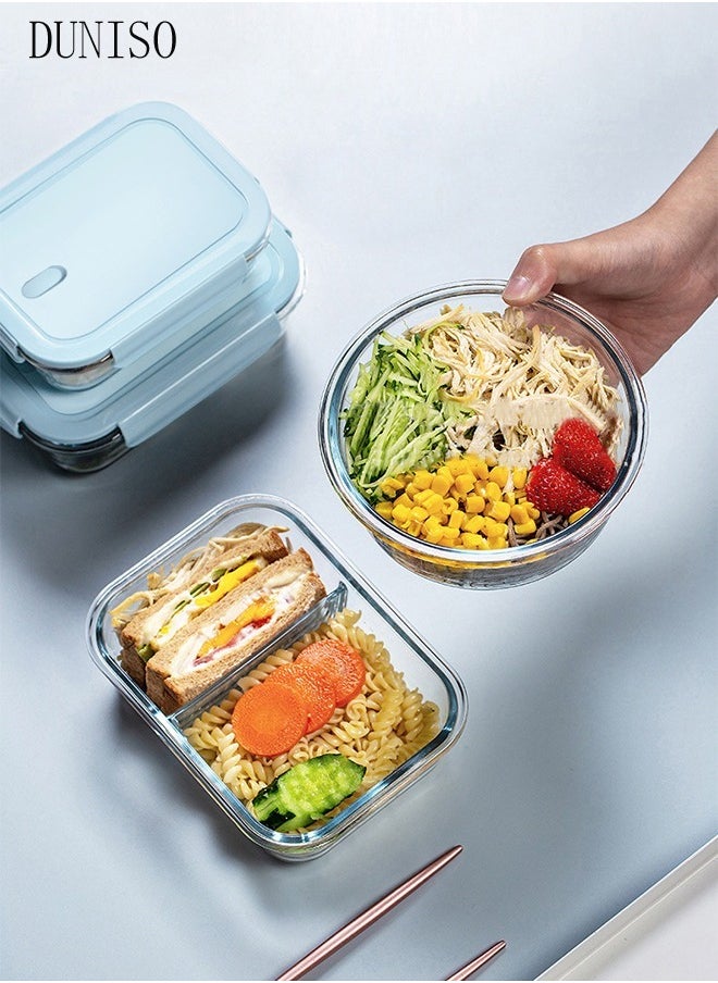 DUNISO 3 Pieces Glass Kitchen Meal Preparation Container, 410ml, 680ml, 1040ml With Durable Lock Lid, Food Preparation Container, Children's And Adult Glass Bento Boxes, Bento Lunch Boxes  - Image 2