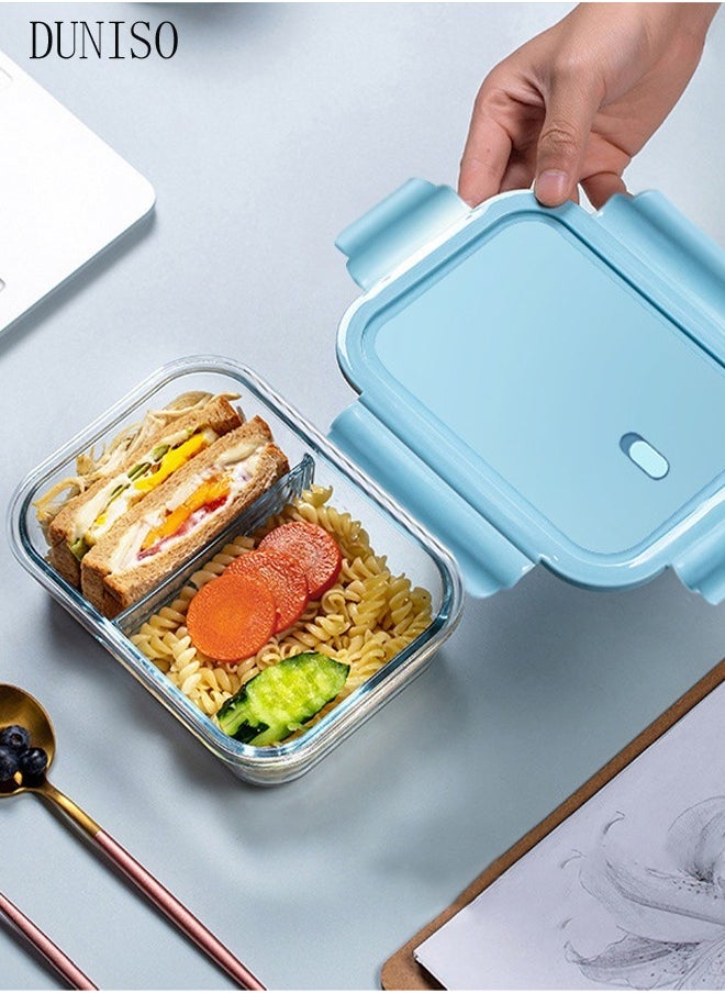 DUNISO 3 Pieces Glass Kitchen Meal Preparation Container, 410ml, 680ml, 1040ml With Durable Lock Lid, Food Preparation Container, Children's And Adult Glass Bento Boxes, Bento Lunch Boxes  - Image 4