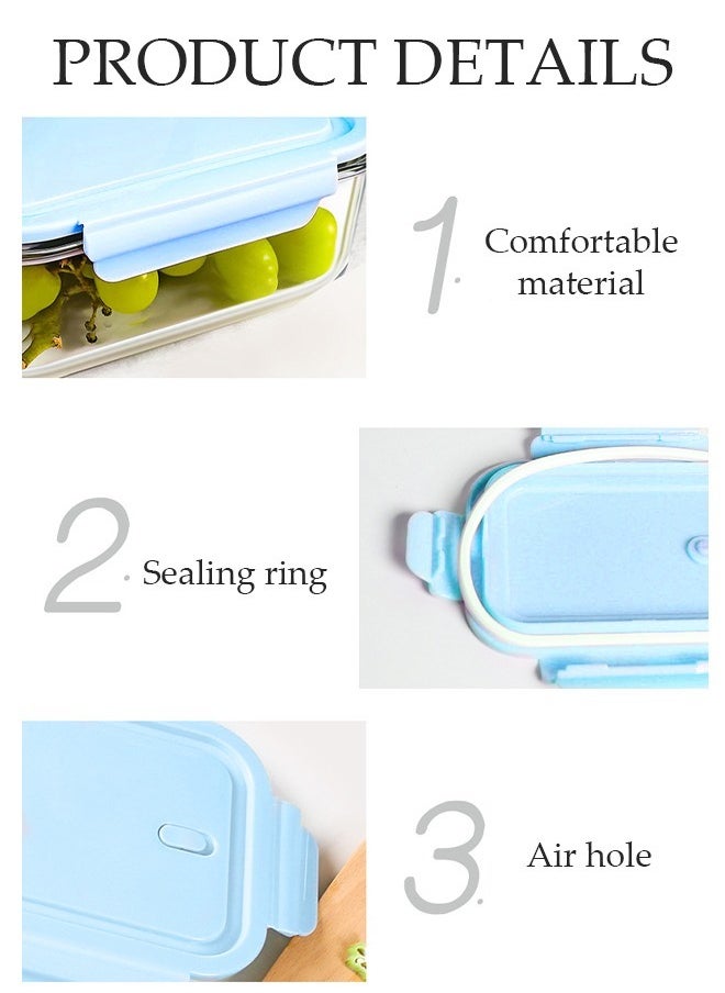 DUNISO 3 Pieces Glass Kitchen Meal Preparation Container, 410ml, 680ml, 1040ml With Durable Lock Lid, Food Preparation Container, Children's And Adult Glass Bento Boxes, Bento Lunch Boxes  - Image 5
