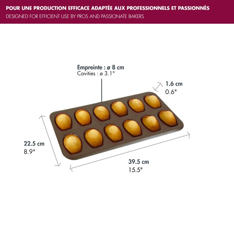 Gobel Non-Stick 12 Madeleines Baking Sheet - 9 1/16" x 8 7/8" - Image 2