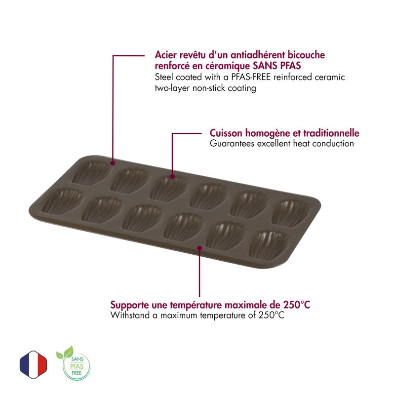 Gobel Non-Stick 12 Madeleines Baking Sheet - 9 1/16" x 8 7/8" - Image 1