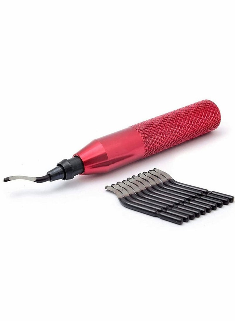 NIBEMINENT Deburring Tool Kit with 10 High Speed Steel Blades, for Precision Edge Burr Removal on Copper, Iron, Brass, and PVC Plumbing Pipes, 3D Printing Plastics, Resin Art, Metal Work  - Image 1