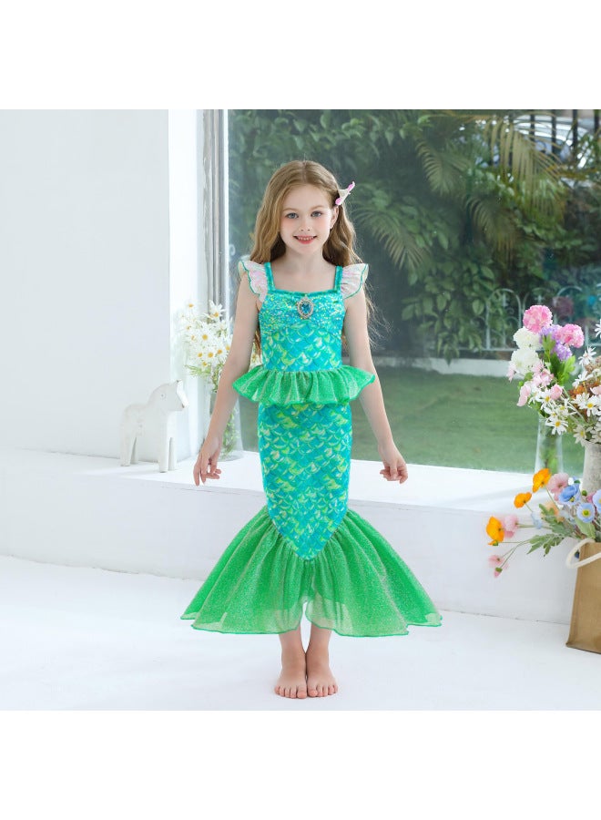 Mermaid Costume Dress - Girls Mermaid Fishtail Costume Dress - Pink gb95, 150 - Princess Dress Up, Halloween Cosplay, Fancy Party Wear, Birthday Costume, Fantasy Outfit Swimsuit - Image 4