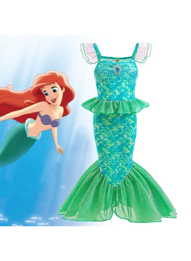 Mermaid Costume Dress - Girls Mermaid Fishtail Costume Dress - Pink gb95, 150 - Princess Dress Up, Halloween Cosplay, Fancy Party Wear, Birthday Costume, Fantasy Outfit Swimsuit - Image 3