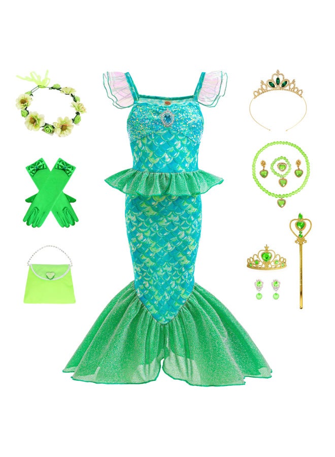 Mermaid Costume Dress - Girls Mermaid Fishtail Costume Dress - Pink gb95, 150 - Princess Dress Up, Halloween Cosplay, Fancy Party Wear, Birthday Costume, Fantasy Outfit Swimsuit - Image 2