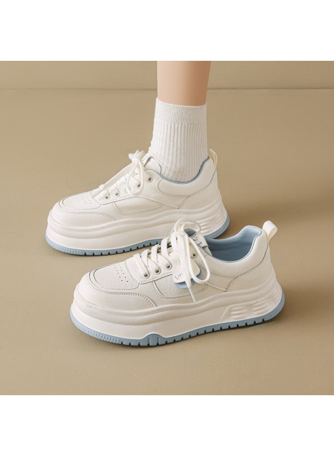 Josiny Korean Style Fresh White Sneakers] Autumn And Winter Simple Campus Style Sports Shoes Lightweight And Comfortable Casual Women's Skate Shoes - Image 2