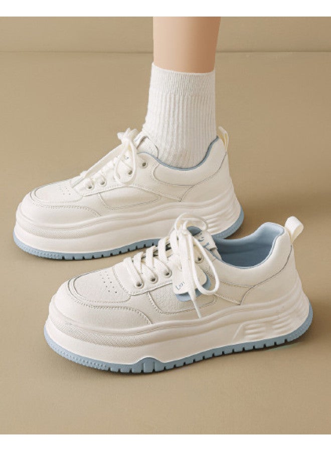 Josiny Korean Style Fresh White Sneakers] Autumn And Winter Simple Campus Style Sports Shoes Lightweight And Comfortable Casual Women's Skate Shoes - Image 1